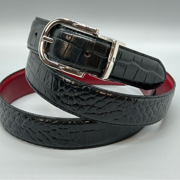 Ralph Lauren Reversible Black Croco or Raspberry Leather Belt- Like New❣️ - Picture 1 of 8